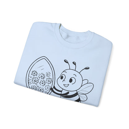 Believe In Yourself  - Chalkboard Playful Bee Gazes into Leaf Mirror Sweatshirt