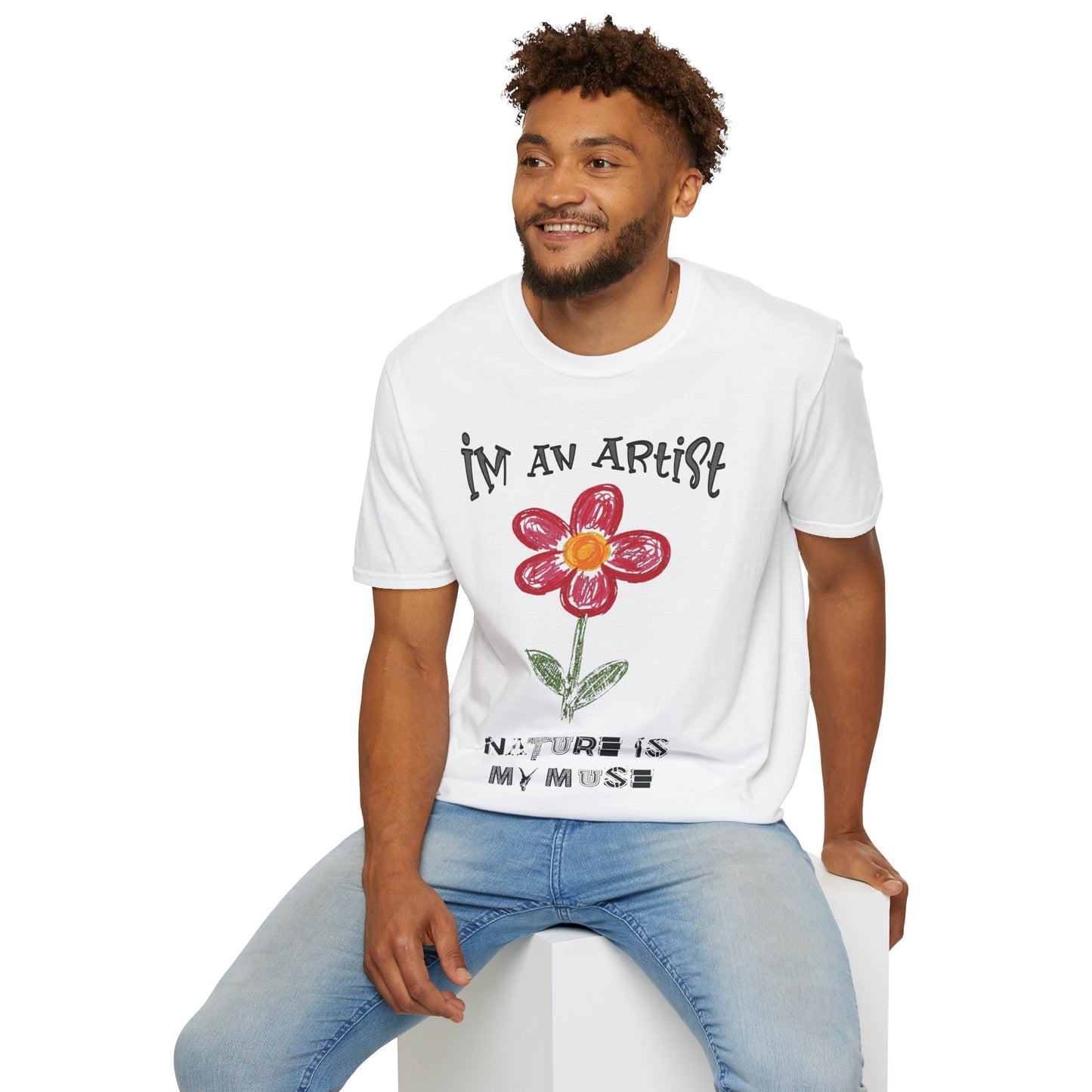 I'm An Artist Nature Is My Muse – Playful Crayon Floral T-Shirt