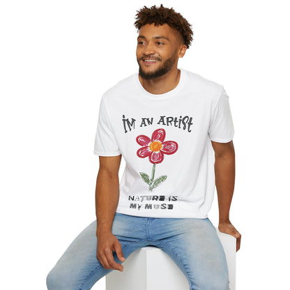 I'm An Artist Nature Is My Muse – Playful Crayon Floral T-Shirt