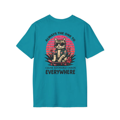 Vibrant Sunset Playful Cat on Skateboard Graphic T-Shirt  - Always The One To Cause Adorable Chaos Everywhere