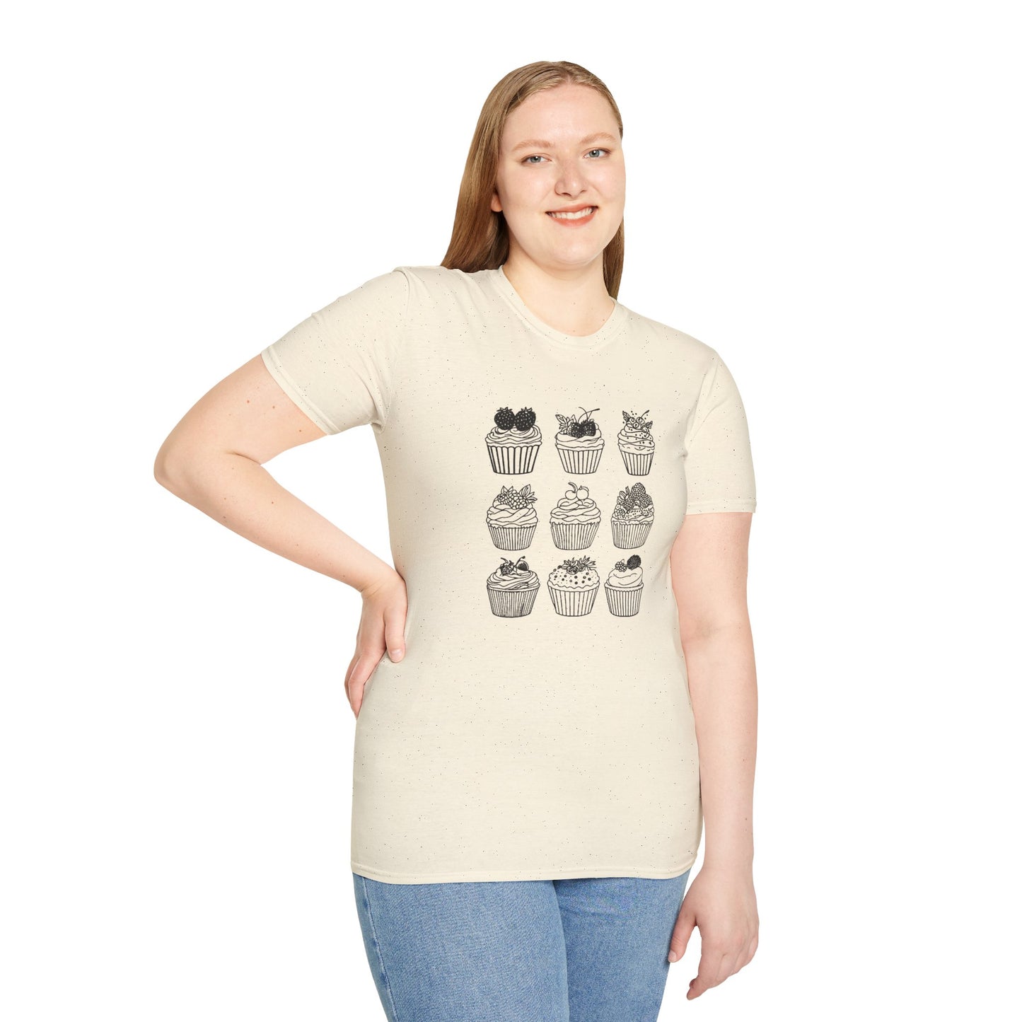 Monochrome Minimalistic Cupcake Grid T-Shirt