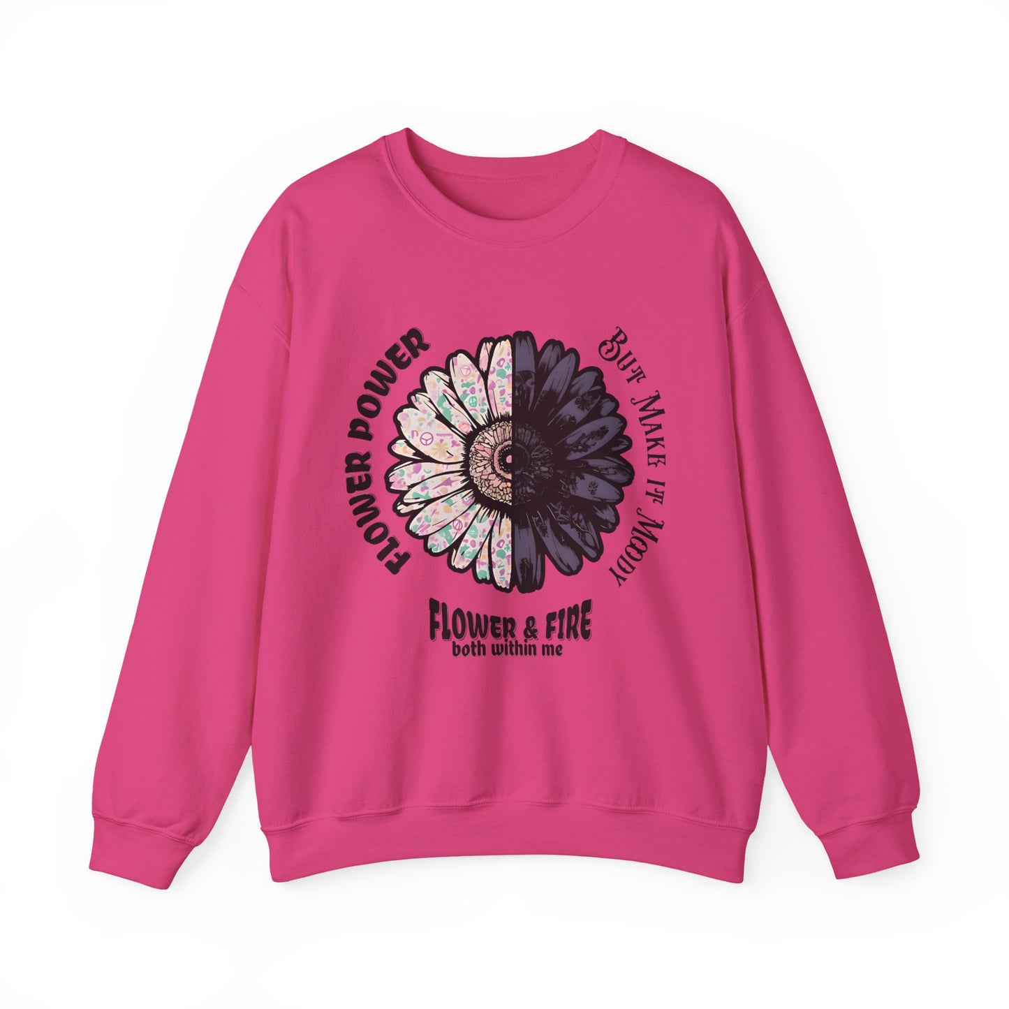 Flower Power but Make it Moody - Symmetrical Flower of Contrasting Design Sweatshirt