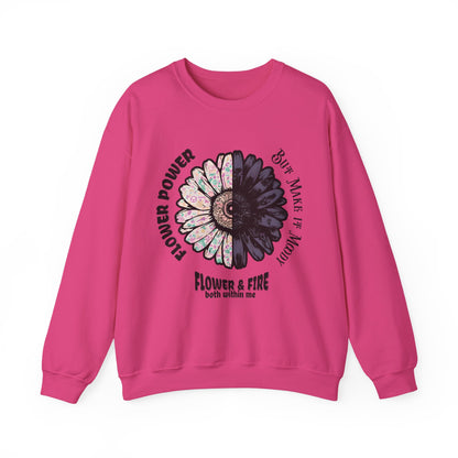 Flower Power but Make it Moody - Symmetrical Flower of Contrasting Design Sweatshirt