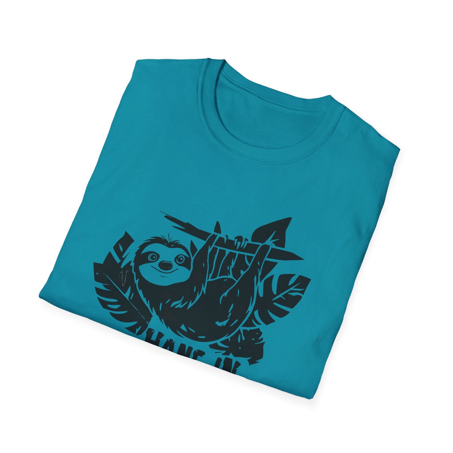 Hang In There! - Playful Minimalistic Sloth Silhouette Hanging Upside Down T-Shirt