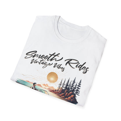 Smooth Rides Vintage Vibes T-Shirt -Vintage Scene with boat and A Man Design