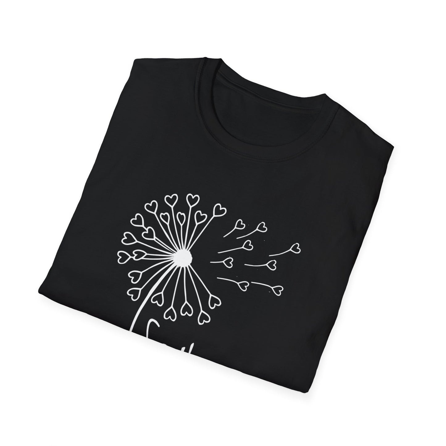 So (Sow) much love T-Shirt -Minimalistic Dandelion with Heart Shapes Design